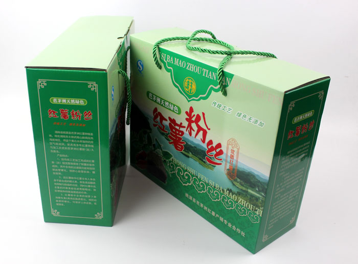 定制禮品包裝盒，長(zhǎng)沙包裝廠力助桃源縣芭茅洲“紅薯粉絲”檔次倍增